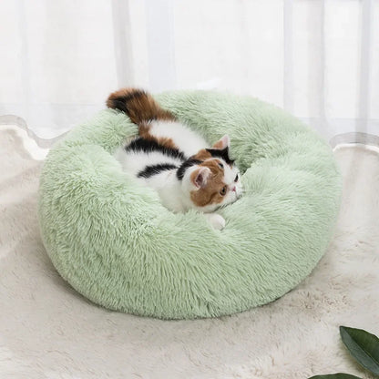 Cozy Plush Pet Bed for Cats & Small Dogs - Soft PU, Contemporary Style, Non-Assemble, Ideal for Kittens & Puppies Up to 3lbs