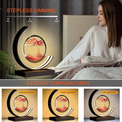 LED Night Light Moving Sand Art Table Lamp Quicksand Sandscape 3D Hourglass Bedside Lamps Flowing Sand Painting Home Decor Gifts
