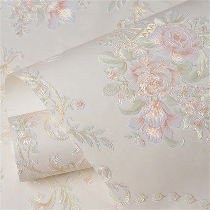 European wallpaper self-adhesive pastoral flower luxury wall stickers self-adhesive bedroom living room home background wall wal