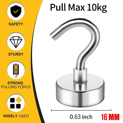3/6Pcs Magnetic Hooks Heavy Duty, 25 LBS Strong Magnets with Metal Hooks for Refrigerator, Kitchen, Workplace