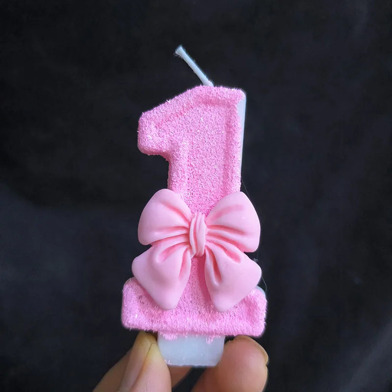Creative Digital 0-9 Number Birthday Cake Candles New Girls Pink Bow Household Home Decor Ornaments Cakes Decorations Candle
