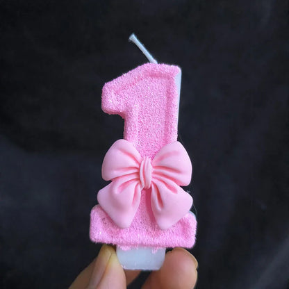 Creative Digital 0-9 Number Birthday Cake Candles New Girls Pink Bow Household Home Decor Ornaments Cakes Decorations Candle