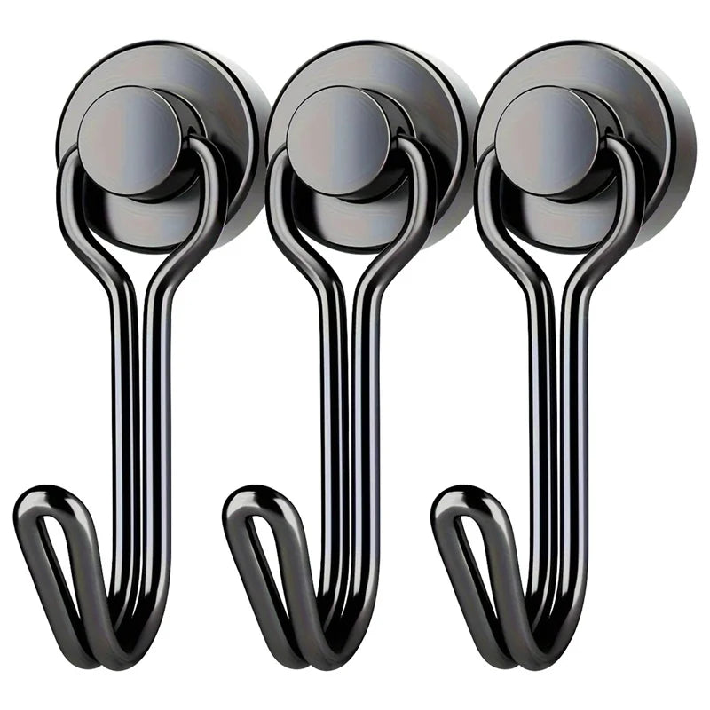 3/6/12/20Pcs Black Magnetic Hooks Cruis Heavy Duty Magnetic Hangers, Extra Strong Magnets with Hook for Hanging, Resistant Base