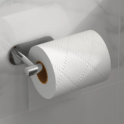 Stainless steel paper roll holder, wall-mounted without drilling, for kitchen, bathroom, wall, and paper towel storage rack.