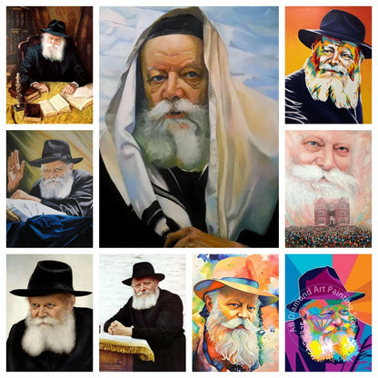 Jewish Rabbi Lubavitch AB Diamond Painting Kit 5D DIY Diamond Embroidery Cross Stitch Handmade Art Gift Crafts Home Decor