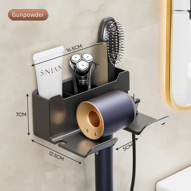 Hair Dryer Holder Wall Mounted Wall Dryer Cradle white black greyHairdryer Blow Dryer Organizer for Bathroom Bathroom Shelves