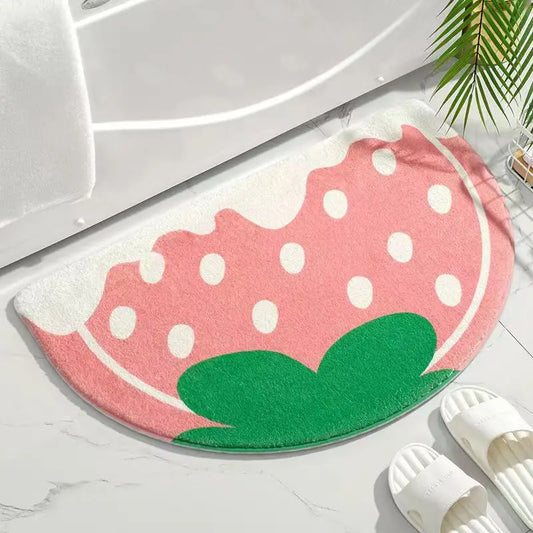 VIKAMA Imitation Cashmere Simple Semi-Circular Bathroom Bathroom Waterproof Floor Mat Household Living Room Bedroom Door Mat