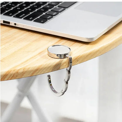 Portable Folding Bag Hanger Handbag Hook Holder Table Hook Crystal Alloy Purse Bag Holder Circle Shape Bag Accessories