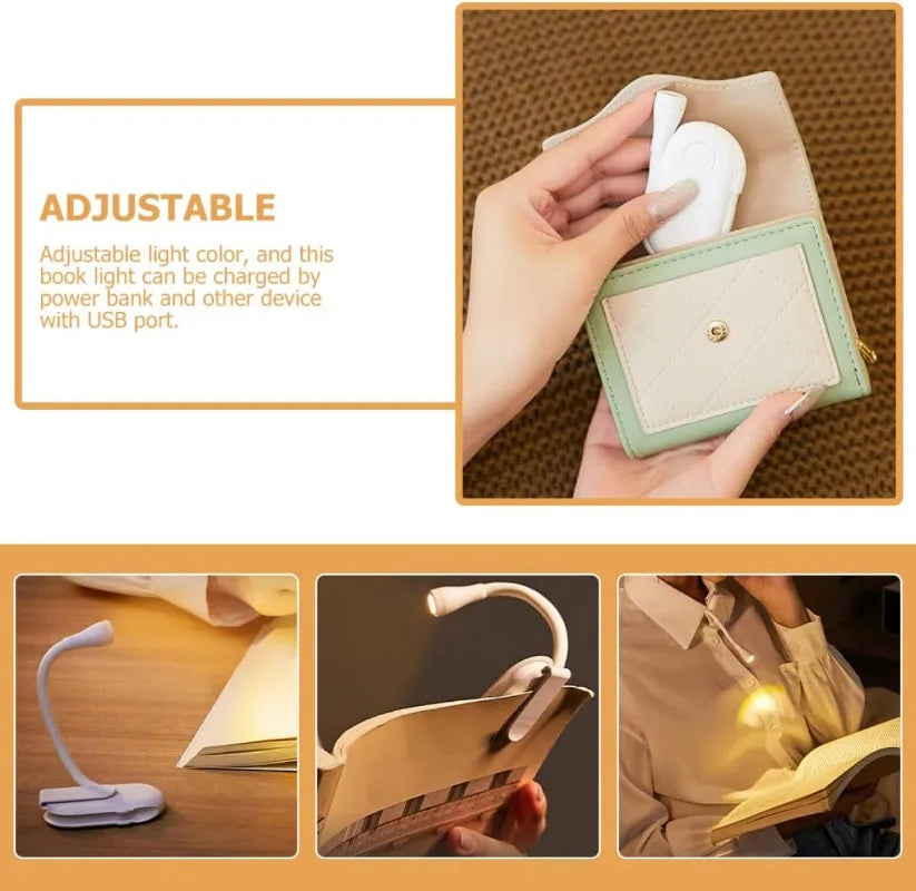Clip-On Book Light USB Rechargeable LED Reading Lamp Eye Care Mini Desk Light Portable for Students and Bedside Reading