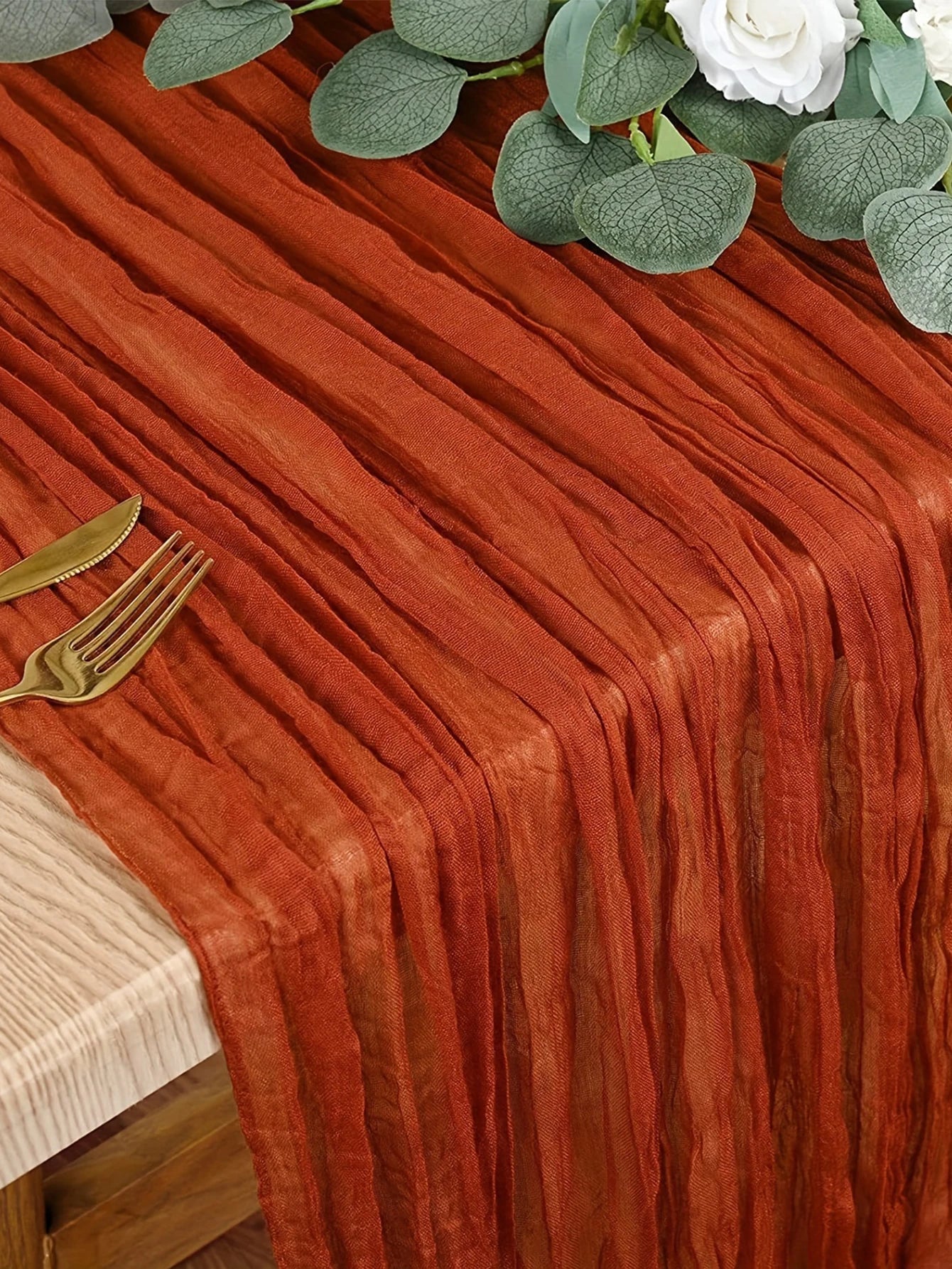1pc Boho Style Cheesecloth Table Runner Long Gauze Sheer RomanticTable Runner For Weddings, And Scene Decor Home Decor