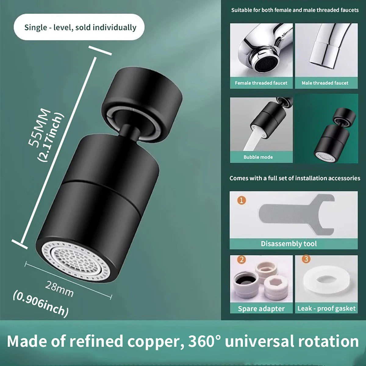 360° Rotary Kitchen Faucet Spray Head Filter washbasin Splash proof Adapter 2 Mode adjustable Kitchen Sink Faucet Aerator Crane