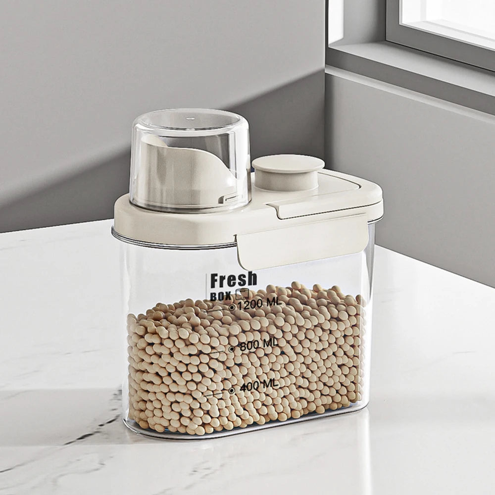 Large Capacity Kitchen Storage Can - 1600/2800ML PP Plastic Sealed Scale Bucket Waterproof Seal for Flour Corn Soybeans Rice