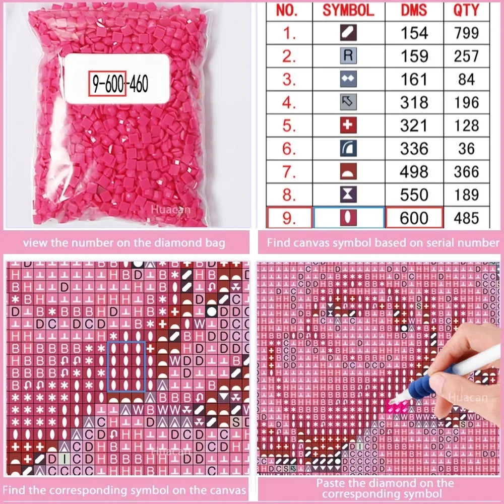 Huacan Diamond Mosaic Animal Cat Diy 5d Painting Flower New Collection Home Decor Art Handmade Gift Craft Kit