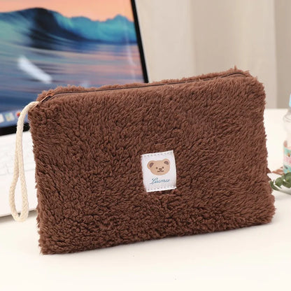 Large Capacity Cute Plush Travel Cosmetic Lipstick Storage Bag Women Makeup Kits Handbags Organizer Wallet Pencil Case Pouch Bag