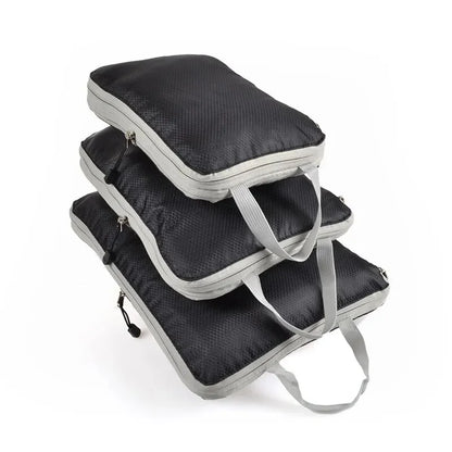 3Pcs/set Black/Blue/Grey Compressible Travel Storage Bag Portable Large Capacity Storage Bag Suitcase Luggage Packing Cubes