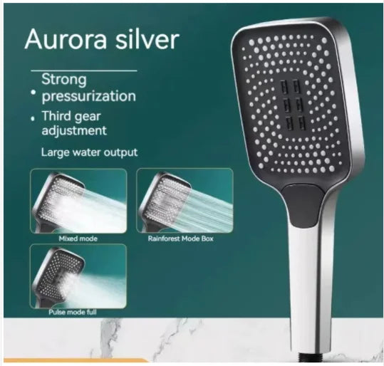 High Pressurized Filter Shower Head 3-mode Adjustable Spray with Massage Brush Rain Faucet Bathroom Accessories