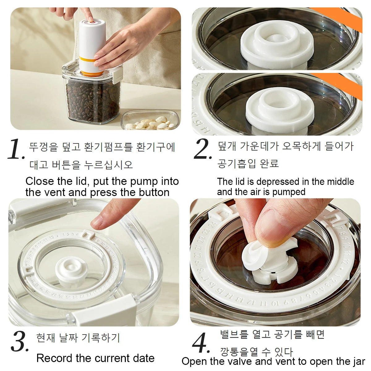 Vacuum Sealed Tank Coffee Beans Vacuum Jar Kitchen Cereals Storage Box Airtight Container Moisture-Proof Sealed Canister for Tea