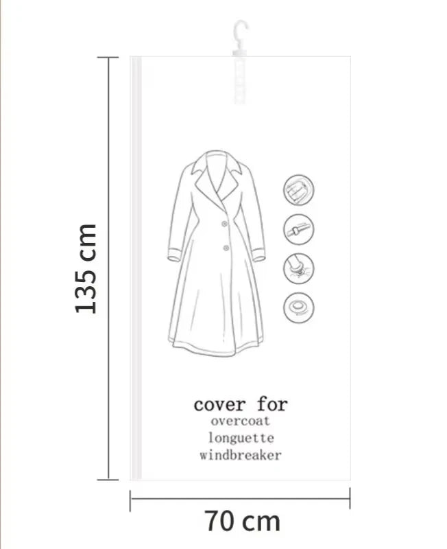 Hanging Vacuum Space Saver Bags Closet Organizer Storage Bags, Vacuum Seal Clear Bags for Clothes, Suits, Dress Or Jacke