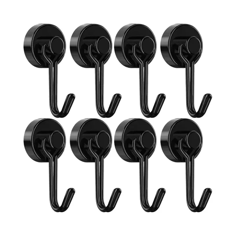 8PCS Magnetic Hooks Heavy Duty Magnets Hook Strong Neodymium Magnet With Swivel Hooks For Home Kitchen Refrigerator