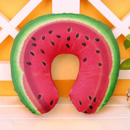 Cute Cartoon INS Style Travel Neck Pillow U-Shaped Panda Rainbow Cloud Fruit Inflatable Cushion For Kids Adults Family Friends