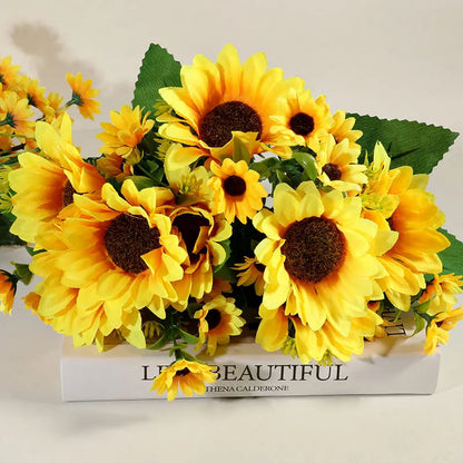 Artificial Flowers Sunflowers Fake Flowers Sunflower Silk Flowers Sunflowers Wedding Photography Home Decor Bouquet Wholesale
