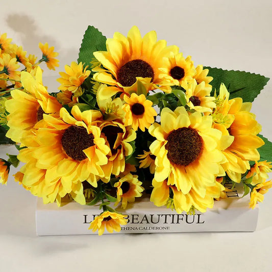 Artificial Flowers Sunflowers Fake Flowers Sunflower Silk Flowers Sunflowers Wedding Photography Home Decor Bouquet Wholesale