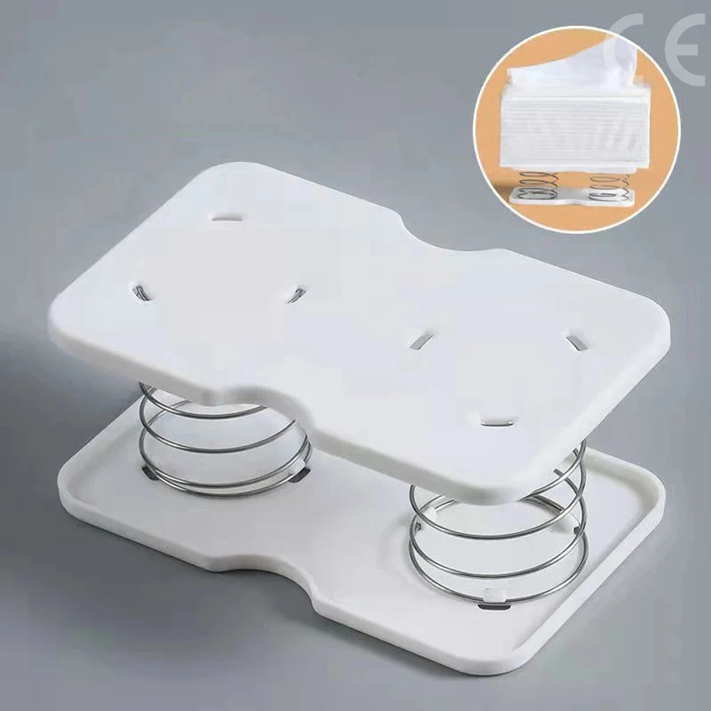 Automatic Tissue Box Tissue Dispenser Spring Loaded Tissue Holder Office Home Kitchen Toilet Bracket Organizer for Living Room