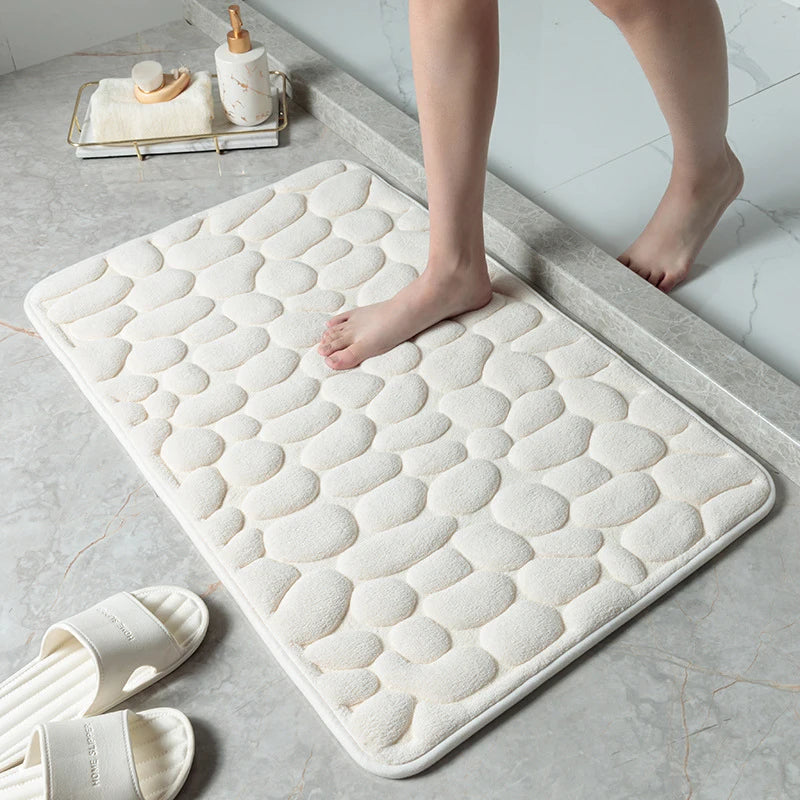 Foot Mat Coral Fleece Floor Mat Household Memory Foam Embroidered Bathroom Thickened Absorbent Floor Mat Door