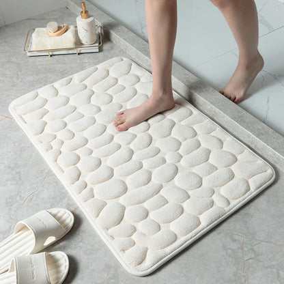 Foot Mat Coral Fleece Floor Mat Household Memory Foam Embroidered Bathroom Thickened Absorbent Floor Mat Door