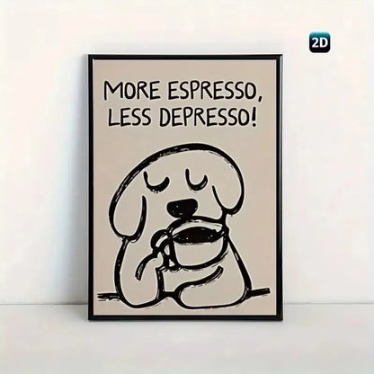 Retro Bonjour Dog Coffee Canvas Print Funny Dog Coffee Club Kitchen Wall Art Poster for Modern Living Room Bedroom Home Decor