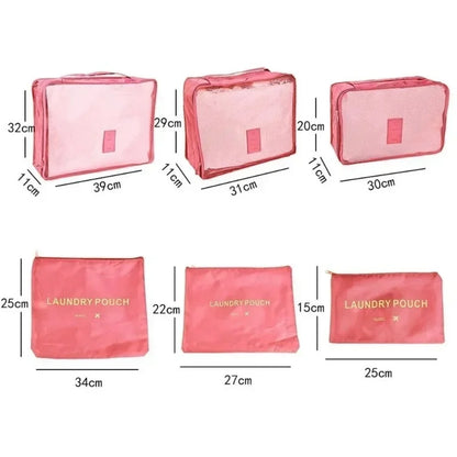Protable Large Capacity Waterproof Luggage Clothing Underwear Storage Bag 6 Pcs/Set Travel Storage Bag Travel Bag With Zipper