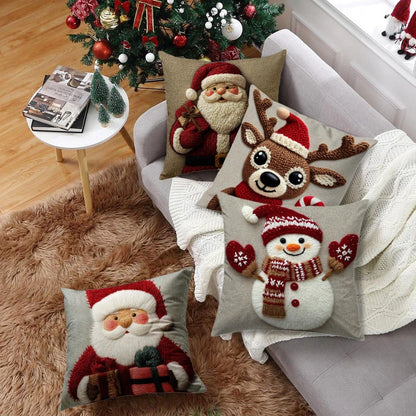 45cm Grey Red Christmas Pillowcase Cartoon Santa Snowman Elk Sofa Cushion Cover Home Bed Car Decor Merry Christmas 2025 2026