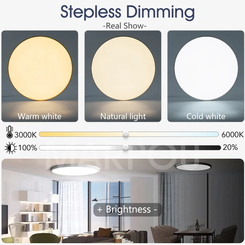 MARPOU Big Size Smart ceiling lamp led lamp for bedroom 80W ceiling lights with Remote control Dimmable led lights for room