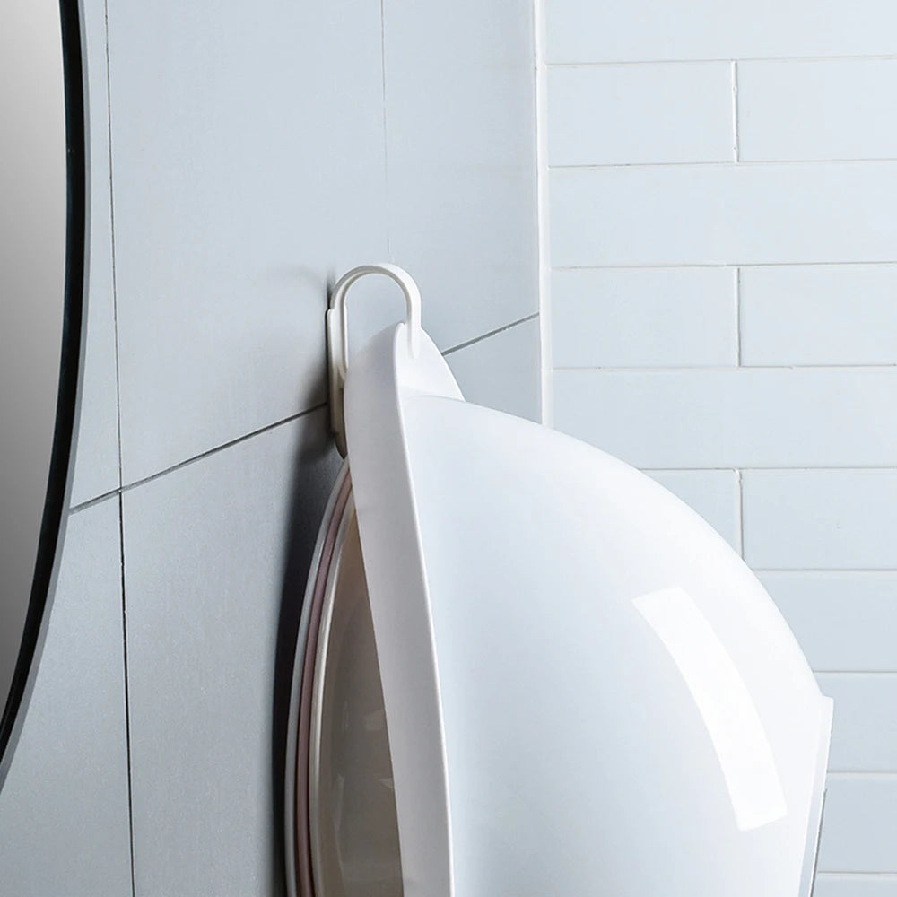 Double Layer Wall Hanging Washbasin Hook Punch Free Adhesive Wash Basin Storage Rack Save Space Home Universal Storage Hook