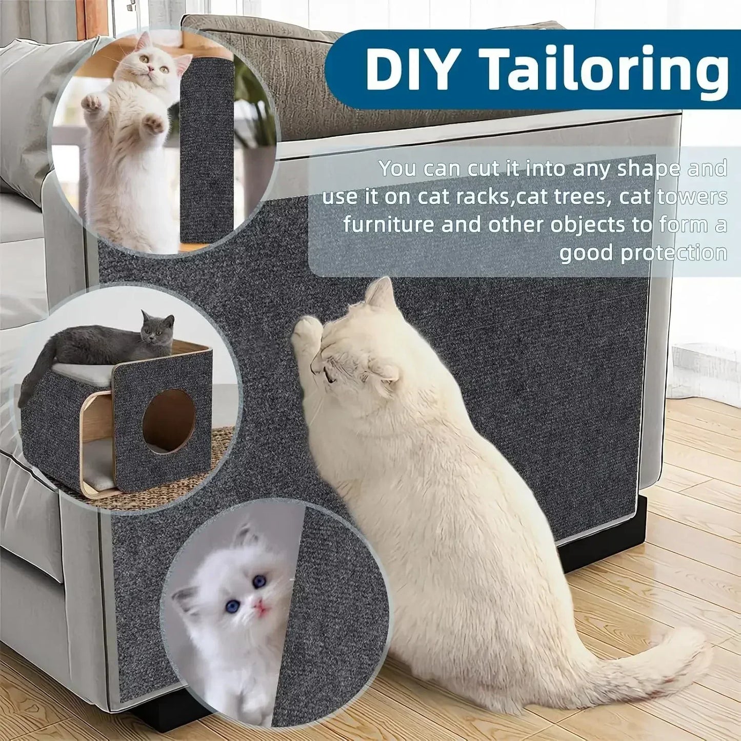 Cat Scratch Couch Furniture Protector Self-Adhesive Cat Scratch Pad for Covering Cat Tower and Couch Protector from Cat Claws