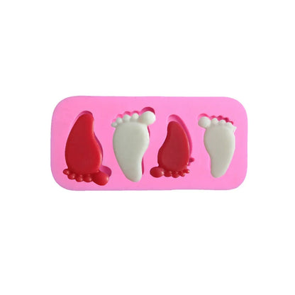 3D Pink Baby Feet Silicone Candle Molds Aesthetic Kawaii Mold Chocolate Fondant Cake Decorating Baking Tool Mould Home Decor