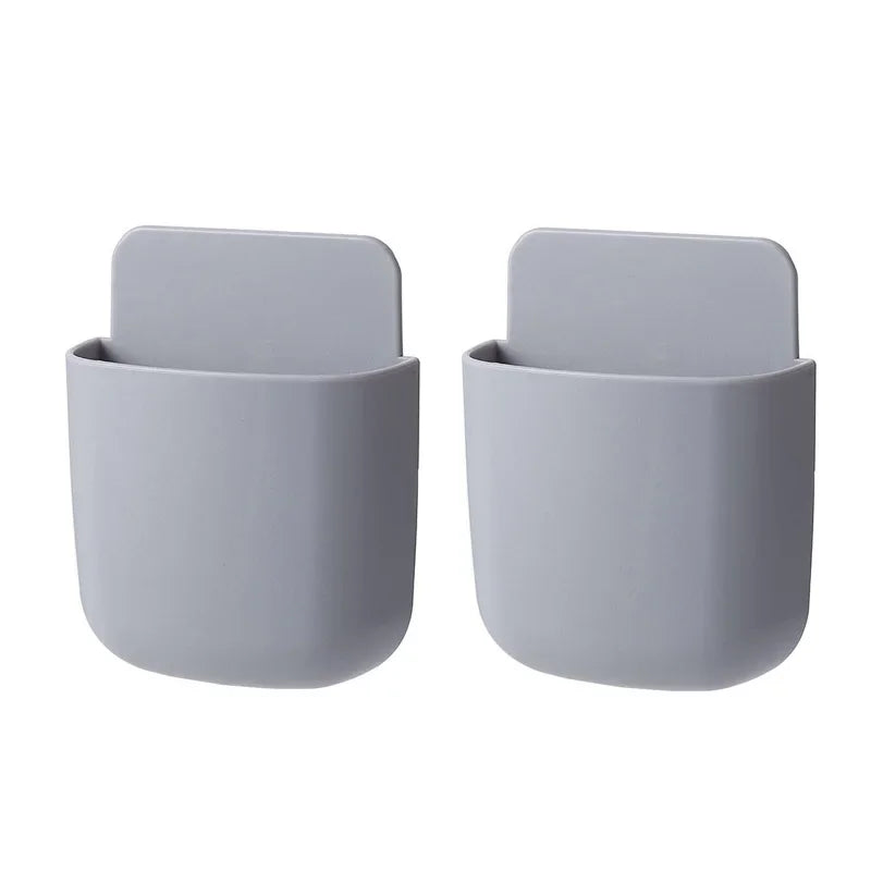 Wall Mounted Storage Box Phone Charger Holder Stand Rack for Remote Control Air Conditioner TV - Mobile Plug Organizer Case