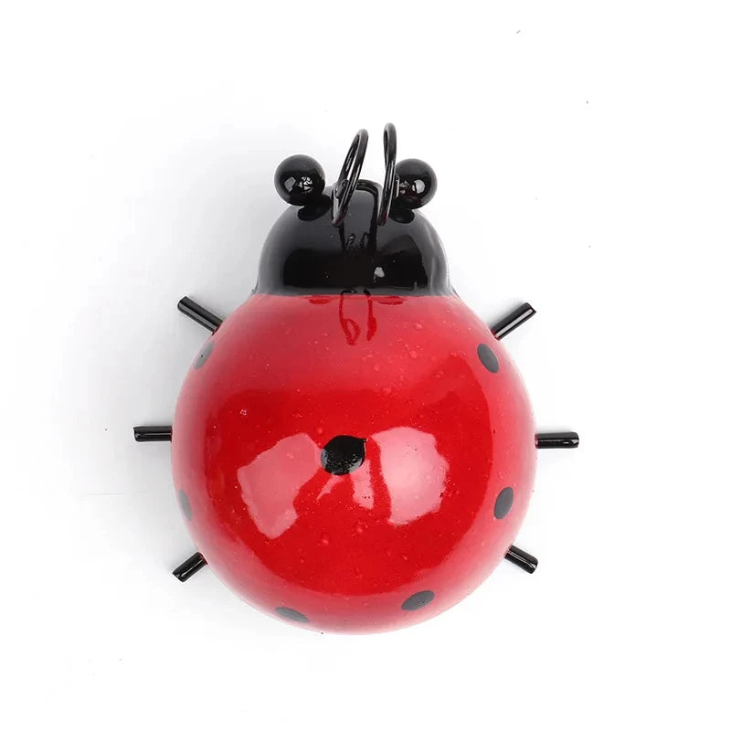 Mini Metal Ladybug Beetle Fence Hanger Wall Hanging Ornament Statue Outdoor Patio Garden Figurine Sculpture For Home Decor
