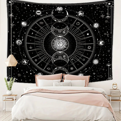 1pc Sun Moon Horoscope Divination Printed Tapestry Home DecorTapestry Wall Decor