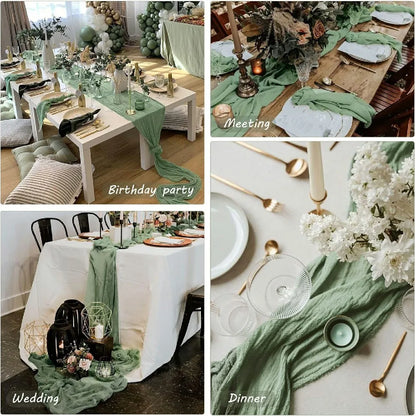 6pcs Cheesecloth Table Runner Boho Gauze Table Runner 40x270cm for Wedding Bridal Shower Birthday Party