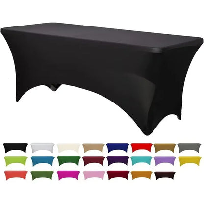 4/6/8 FT Solid Color High Stretch Rectangle Table Cloth For Birthday Wedding Banquet Restaurant Festival Party Supply All Color
