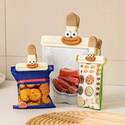3pcs Creative Face Bag Sealing Clip Food Snack Clip Kitchen Tools Decorative Small Clip Refrigerator Plastic Food Bag Storage