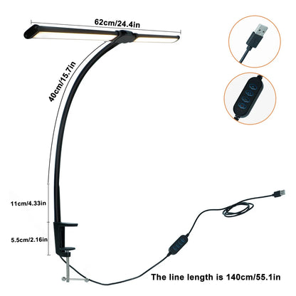 LED Eye-Caring Computer Monito Desk Lamp 10 Level Dimming 3 Color Mode Flexible LED Architect Table Light Reading Lamp for Home