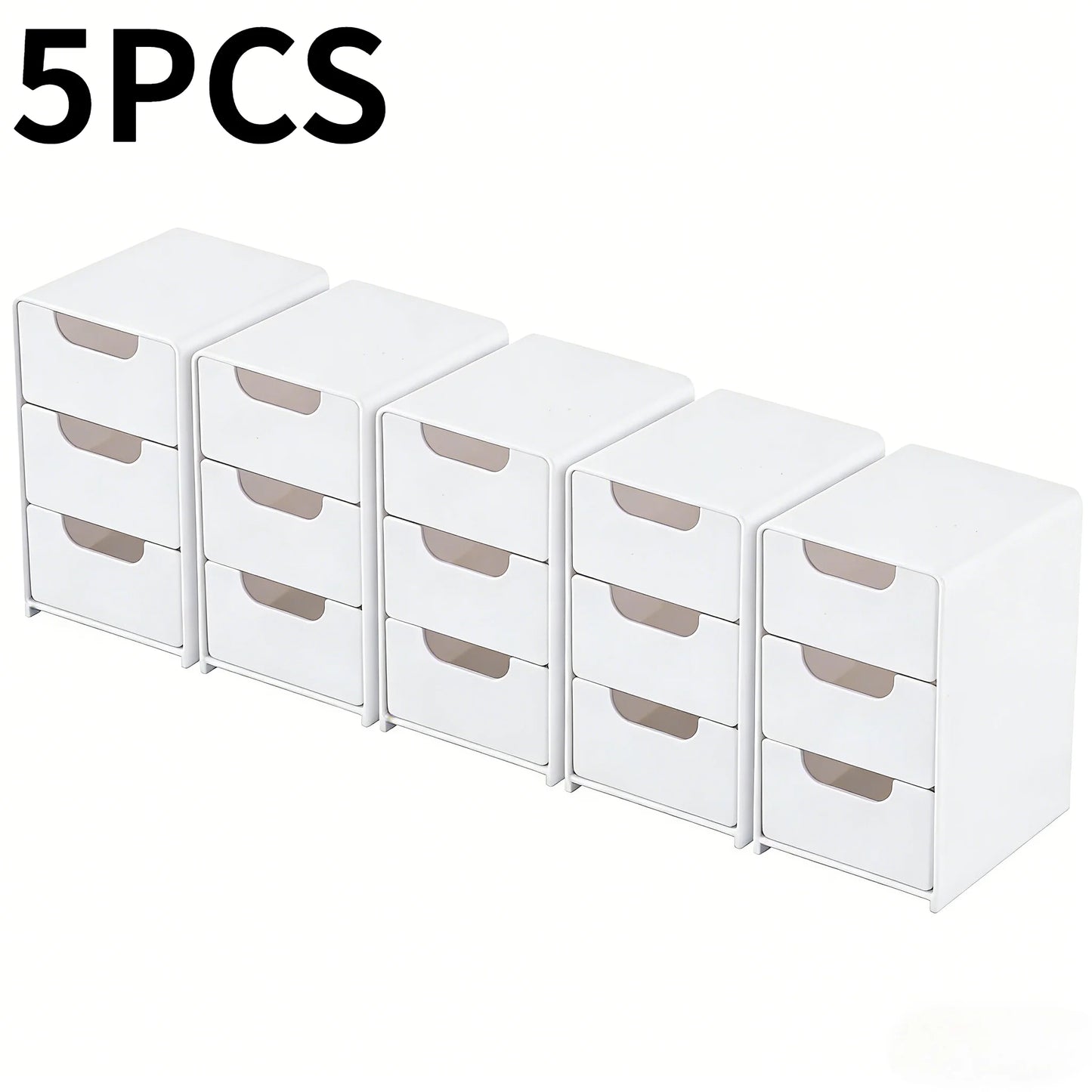 Multi-functional Drawer-style Storage Box 3-Tier Desktop Cosmetic Jewelry Organizer Office Snack Storage Box Portable Cabinet