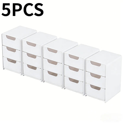 Multi-functional Drawer-style Storage Box 3-Tier Desktop Cosmetic Jewelry Organizer Office Snack Storage Box Portable Cabinet