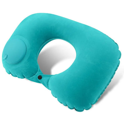 1pc U-Shaped Auto-Inflate Neck Pillow Home Office Car Use Travel Pillow Portable Comfortable Flocking Surface Pillow Gift