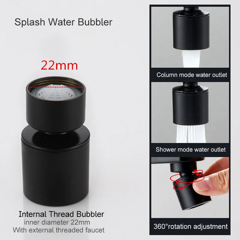 Brass New 2 Mode Washbasin Faucet Nozzle 360° Rotary Splashback Faucet Aerator Kitchen Sink Pressurized Faucet Aerator Bubbler
