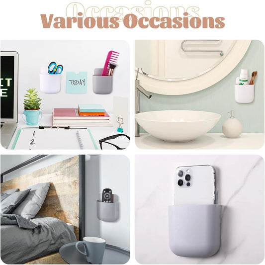 Wall Mounted Storage Box Phone Charger Holder Stand Rack for Remote Control Air Conditioner TV - Mobile Plug Organizer Case