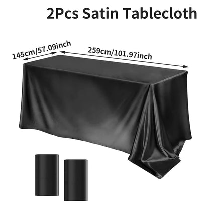 Rectangle Tablecloth Satin Table Cloth Bright Smooth White Pink Solid Color Table Cover Wedding Party Supplies Table Decors
