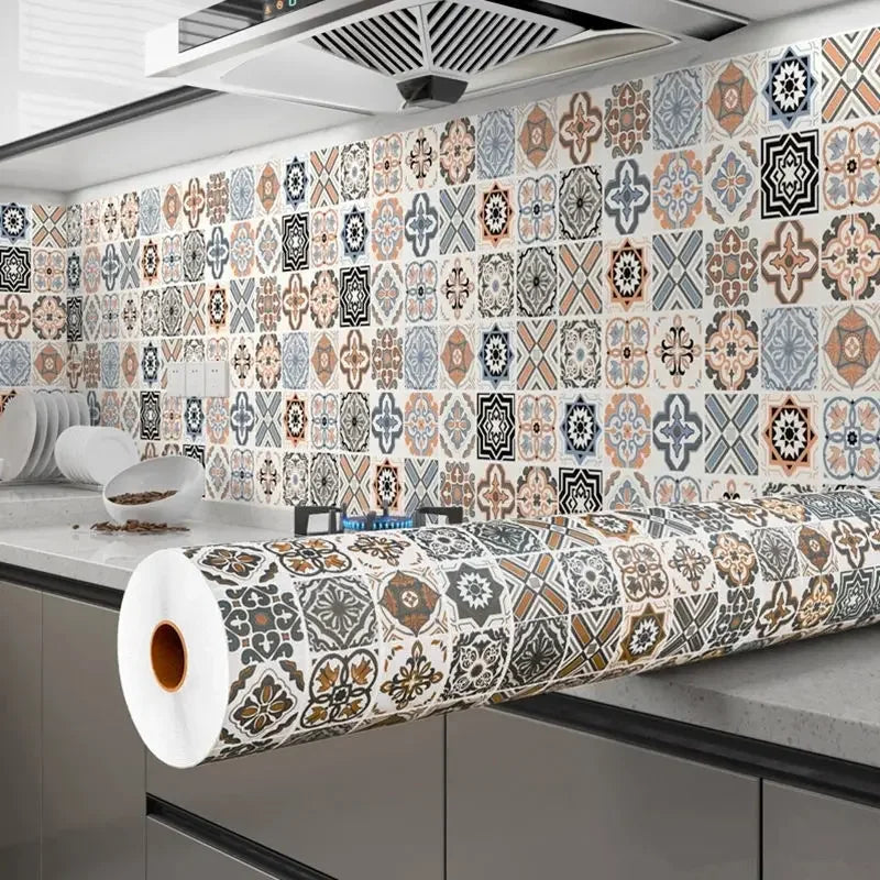 40cm European style waterproof and oil resistant self-adhesive PVC kitchen wall sticker bathroom wallpaper cabinet wallpaper